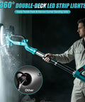 Drywall Sander With Vacuum Dust Collection And Digital Display 1000W Popcorn Ceiling Removal Tool in use by man