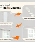 Installation steps for Double Sliding Closet Door Set 120 Inches Wide By 80 Inches High With 5 Lite Frosted Glass Panels