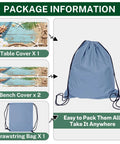 Picnic Table Cover With Bench Covers Elastic Edges 72 Inch 3 Piece Set Waterproof Outdoor Tablecloth With Drawstring Bag