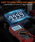 Go To Digital Multimeter With True RMS, 9999 Counts, Auto Ranging, AC DC Voltage And Current Meter, backlit LCD display visible