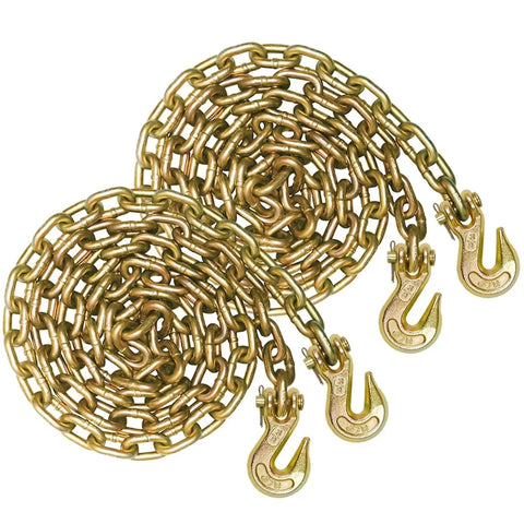 Hella Tough Grade 70 Cargo Chain Binders With Clevis Grab Hooks 3 8 Inch By 10 Feet 2 Pack 6600 Pound Working Load Limit For Truck Trailer And Flatbed Tie Downs