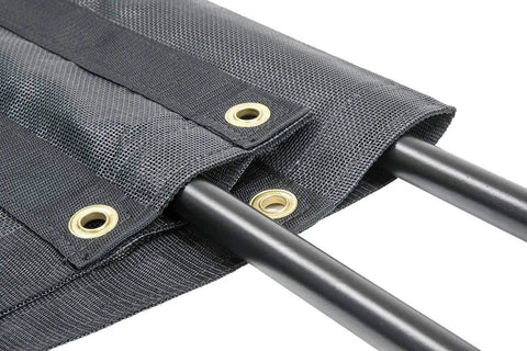 Close-up of 7 Foot By 16 Foot Heavy Duty Vinyl Coated Mesh Dump Truck Tarp Cover With 18 Oz Vinyl, brass grommets detail