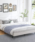 Built Straight Up Tough King Size Box Spring With Heavy Duty Metal Slats And Reinforced Steel Mattress Foundation Low Profile Bed Base in modern bedroom setup.