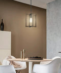 Dining room with Three Pack Farmhouse Pendant Lights Kit With Adjustable One Light Wood Body Semi Flush Mount Ceiling Fixtures in black finish