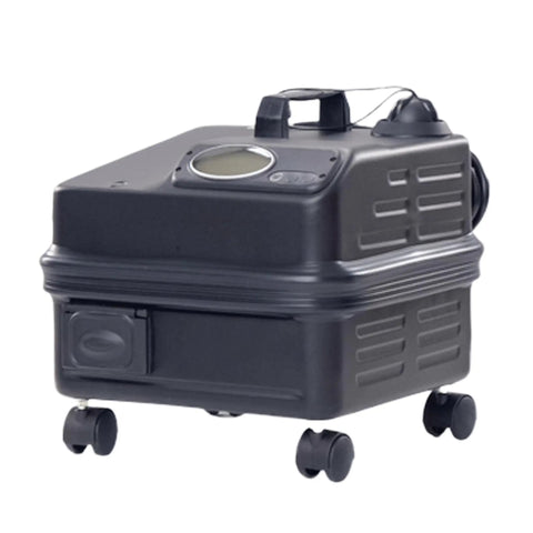 Heavy Duty Commercial Steam Cleaner With 90 Psi And 325 Degrees Dual Boiler Setup For Continuous Refill on wheels.