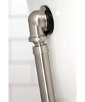 Tub Waste And Overflow Drain Assembly With Double Pivoting Action, Toe Touch Stopper, Brushed Nickel Finish, side view.