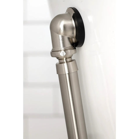 Tub Waste And Overflow Drain Assembly With Double Pivoting Action, Toe Touch Stopper, Brushed Nickel Finish, side view.