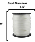 Low Stretch Solid Braid Industrial Polyester Rope One Eighth Inch Diameter, 1000 Feet On A Sturdy Spool, Spool Dimensions 6.5x7.9 inches