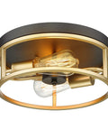 Black And Gold Flush Mount Ceiling Light Fixture Two Light Vintage Farmhouse Ceiling Mount For Hallway Entryway Kitchen Dining Room