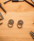 Six Piece Set Vintage Brass Ring Pull Handles For Cabinets And Drawers Retro Bronze Hardware With Screws Easy Install