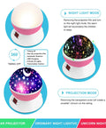 Epic 360 Degree Rotating Night Light Projector For Kids With Timer, Stars and Unicorn Ceiling Projection For Girls Room