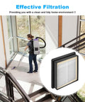 Person using backpack vacuum with Top Notch HEPA Vacuum Filter Replacement For Backpack Vacuums Compatible With Super Coach Pro 6 And Pro 10 GoFree Flex Pro ProVac FS 6 Twin Pack 2 Pack High Efficiency Filtration To Keep Suction Strong And Dust Free For Pro Series Models