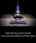 Dyson Ball Animal upright vacuum cleaner, blue with self-adjusting cleaner head (front view)