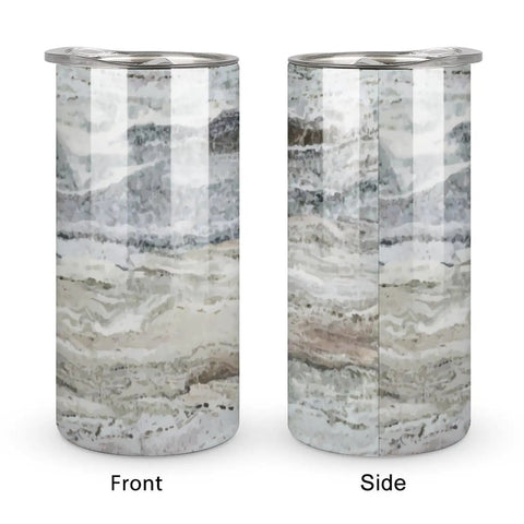 Front and side view of Decorator Grey Granite Stone Look Gradient Water Cup Made From 304 Stainless Steel With Leak Proof Lid