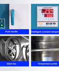 Top Shelf Laboratory Vacuum Drying Oven With 16L Or 43L Capacity Digital Controller And Gauge, showing push handle, digital display, silent fan, and temperature probe.