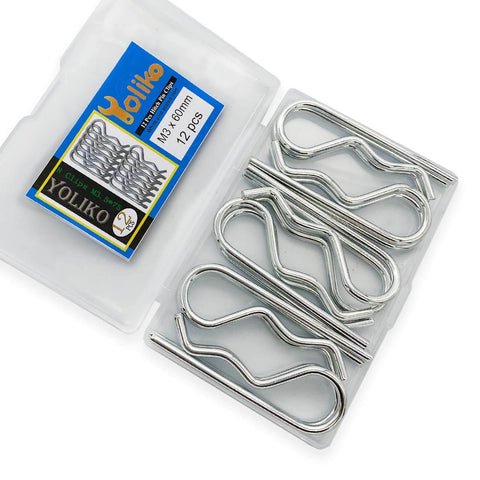 Beefed-Up Heavy Duty Hitch Pins 12 Pack With Spring Retaining R Clips M3x60mm for Trailers Tractors Lawn Mowers Carts and Trucks