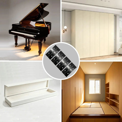4 Pack Black 304 Stainless Steel Continuous Piano Hinges 4 Inch Thick 0.04 Inch for Cabinet Doors and Wooden Boxes