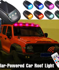 Lit Neon RGB Car Roof Strobe Lights For Cars Trucks SUVs Jeeps RVs Wireless LED Warning Lamps Solar Powered Or USB C Charge