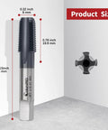 Front view of Pro Grade One Eighth Inch Twenty Seven NPT Pipe Tap In High Speed Steel With AD Plus Coating showing product dimensions.