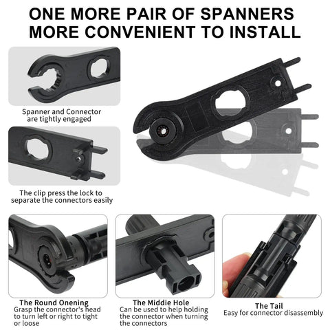 40 Pieces MC4 Solar Panel Connectors Kit with two assembly spanners, IP67 waterproof MC4 male and female cable connectors