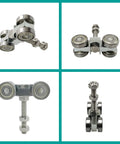 Heavy Duty Four Wheel Trolley Assembly With Silent Bearings And Hidden M10 Bolt For 1-5/8 Inch Or Taller Strut Channel Pack Of 2 Silver