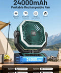 Beast Mode Portable Rechargeable Camping Fan With 9 Inch Blade 24000mAh Battery Delivers Up To 60 Hours Of Cool Auto Oscillation