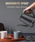 Electric Kettle With 1L Capacity And Gooseneck Spout, 1000W Quick Boil In 3 Minutes, 304 Stainless Steel Tea And Pour Over Coffee Kettle, Black