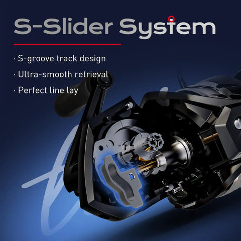 Lite II Spinning Reel For Freshwater Fishing with ultra-smooth retrieval, S-Slider System, interchangeable handle, size 1000.