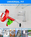 Person using 25 Foot Heavy Duty Plumbing Snake For Drains, Toilets And Sinks, Flexible Steel Cable Clog Remover That Clears Deep Clogs