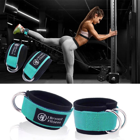 Woman using Barbell Pad Set with Ankle Straps, Hip Resistance Band, Lifting Straps and Carry Bag for Squats and Bench Press