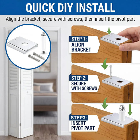 8 Pack Bifold Closet Door Repair Kit DIY Friendly With Metal Pivot Brackets And Spring Pivots installation steps