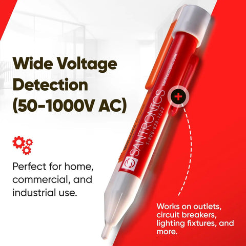 Compact Noncontact AC Voltage Detector 50 To 1000VAC CAT IV Pen Sized Electrician Tool With Outlet And Circuit Tester