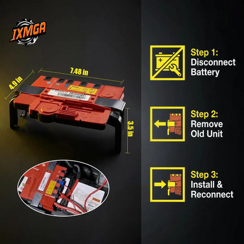Top Shelf Oem Compatible Battery Power Distribution Box With Integrated Fuse And Crash Disconnect Relay For Bmw 1 3 Series E90 E82 E88 E84 X1 2006 To 2015, with dimensions 7.48 x 4.9 x 3.5 inches.