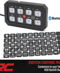 Eight Gang Bluetooth RGB Backlit Switch Panel and Relay System with Swivel Mount for Universal Light