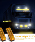 20 Pcs 3.9 Inch 3 LED Amber Trailer Marker Lights Waterproof Side Marker Light Rectangle Signal Running Lights for Truck Boat RV Exterior Accessories with 40 Screws for Easy Install, shown on a truck