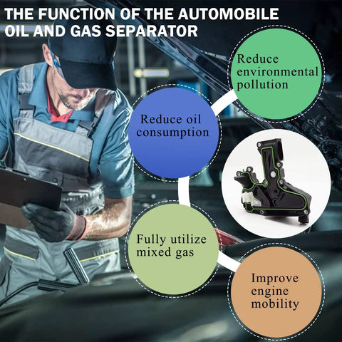 Mechanic with chart showing functions of Audi 2.0T PCV Valve Engine Crankcase Vent Oil Separator With Gasket And O Ring Seal