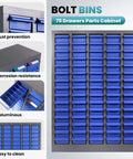 75 Drawer Hardware Cabinet For Nuts Bolts And Small Parts With Heavy Duty ABS Drawers And Metal Frame Bolt Bin Organizer