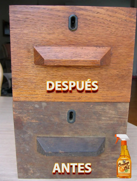 Before and after view of a wooden drawer showing restoration with Keep Your Wood Looking Crisp And Protected With This Real Orange Oil Polish That Hits Different On Tables And Cabinets Delivering A Smooth Dime Shine While Blocking Daily Wear And Tear For Sure.