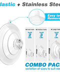 Three Size Suction Cup Hooks Set For Shower Glass And Walls With sizes and load capacities displayed