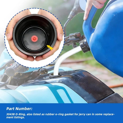 Eight Pack 3043B O Ring Kit For Fuel Jug Caps With Leak Proof Seal shown during installation on fuel jug