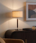 Carter LED Bedside Lamp With Soft Ambient Glow For Bedroom And Office on modern credenza, stainless steel and walnut finish