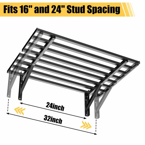 Heavy Duty Garage Wall Shelves 2 Pack Wall Mounted Storage Shelves Black Holds Up To 800 Lbs And Made From Rust Resistant Steel