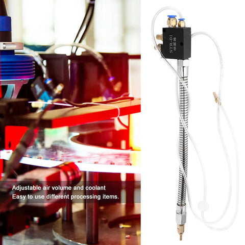 Heavy Duty CNC Coolant Sprayer System For Lathe Grinders And Drills Is A Total Game Changer Saves Serious Cash By Chopping Fluid Waste Over Eighty Percent Keeps Things Running Smooth Without Any Sweat, showcasing adjustable nozzle.