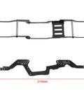 Lightweight Carbon Fiber LCG Chassis For TRX4M 1/18 RC Crawler Defender And Bronco, top and side view with dimensions marked