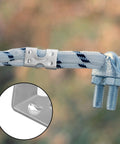 20 Pack Heavy Duty Stainless Steel Rope Clamps, Double Clip Set holding white rope outdoors