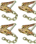 Heavy Duty Ratchet Buckle With 2 Inch Wide Handle And Chain Tail Four Pack For 3300 Pound Safe Working Load Strap Tensioning Gear