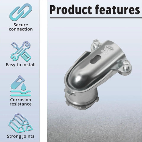 Heavy Duty 10 Pack 3/4 Inch 90 Degree Squeeze Connector Zinc Alloy Conduit Fitting MC Cable Adapter For Junction Boxes product features.