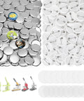 Total Game Changer 200 Piece 1.25 Inch Button Maker Supplies with metal shells, plastic pin backs, and clear film for badges.