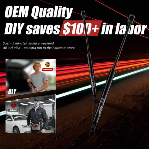 Front Hood Lift Supports for Jeep Grand Cherokee 2011 to 2020 and Dodge Durango 2011 to 2022 DIY installation guide