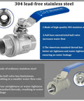 Three Quarter Inch Female NPT Ball Valve 304 Stainless Steel Full Port with Blue Long Handle, High Pressure for Water, Oil, Gas